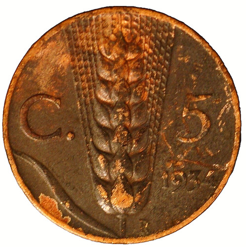 Italia centesimi 1934 - italia, 5