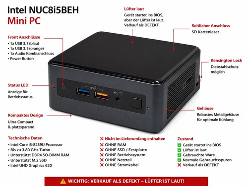 Intel nuc8i5beh mini pc - 🔥,