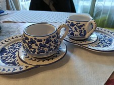 2 Tazze Con Piatto Ceramica