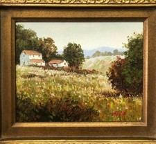 Farm Landscape Oil Painting Framed Signed Alson 9.5" X 7.5"
