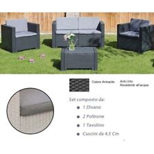 Salotto/Divano Poltrone Tavolino in Polyrattan per Esterno/Giardino Antracite