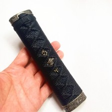Manico Ito Tsuka nero fatto a mano 15 cm per spada giapponese Wakizashi Katana
