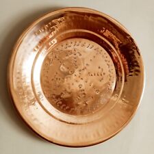 Antico piatto in rame con incisioni e bordo con anello in ferro Diametro 50 cm 