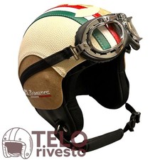 Casco Compatibile Vespa Vintage in pelle Bandiera Italia Primavera 125 S M L XL