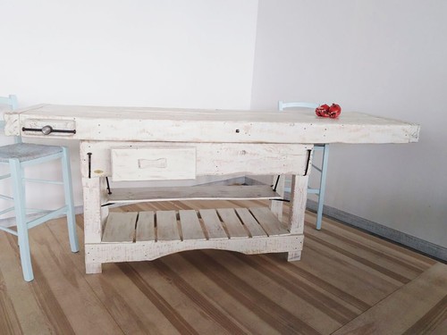 Banco falegname bianco shabby - bianco,