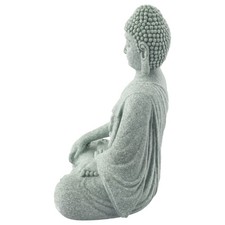 Ornamento Giardino Buddha Seduto Resina Pietra Effetto Zen Statua Esterno Intern