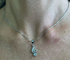 Collana in Argento 925 Nickel Free Ciondolo chiave di violino con Zirconi