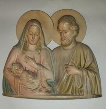 Icona scultura gesso bassorilievo Sacra Famiglia Madonna Gesù Giuseppe x nicchia
