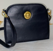 colisée borsa borsetta tracolla vintage in pelle nera con bottone color oro - 53
