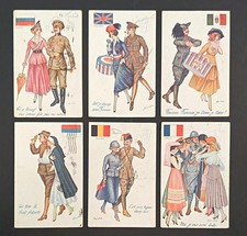 Lotto Cartoline XAVIER SAGER Guerra Mondiale Divise Soldati Donne Sexy Erinnofil