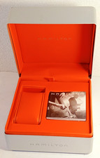 HAMILTON-SCATOLA PER OROLOGIO-VINTAGE-ORIGINALE-CON LIBRETTO-RARE WATCH BOX-CASE