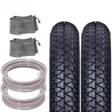 NUOVO KIT 2 RUOTE COMPLETE PIAGGIO VESPA PX 200 GOMMA CAMERA E CERCHIO 3.50-10