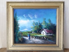 Roberto Carignani, Ritorno dal pascolo 1952 tempera su masonite cm 50x60 cornice