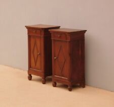 Coppia di comodini mobiletti Carlo X piemontesi in legno di noce, '800!
