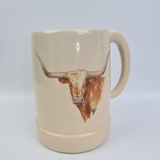 Boccale da Birra Ceramica MARSHALL TEXAS TESTA BUFALO Bicchiere Soprammobile !!!