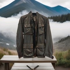 Giacca di pelle Belstaff 1966 ristampa Trialmaster Panther nera antica 48 RARA!