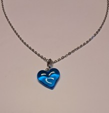 Collana Con Ciondolo Cuore Blu Oceano In Vetro Di Murano