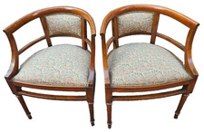 POLTRONA COPPIA DI POLTRONCINE LIBERTY NOCE IMBOTTITURA E STOFFA OK