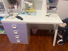 cameretta bambini 3 letti più un materasso del terzo letto , lilla e bianca 