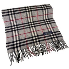 Stola Burberry London in lana con frange Nova Check grigia 2485