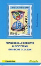 2006 TESSERA FILATELICA UNIF. n. 351 - DICIOTTENNI AZZURRO MF62605
