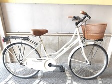 BICICLETTA 24 OLANDA LUSSO "FAUSTO COPPI" DONNA BIANCA CON CESTINO MARRONE