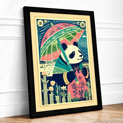 Panda con ombrello art deco