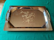 VASSOIO INOX 18/10 E DECORAZIONE FLOREALE ORO 24kt