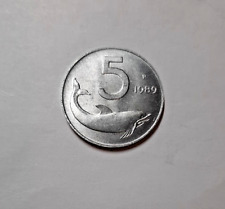 Monete 5 lire Italia repubblica, delfino, dal 1952 al 2001. Circolate.