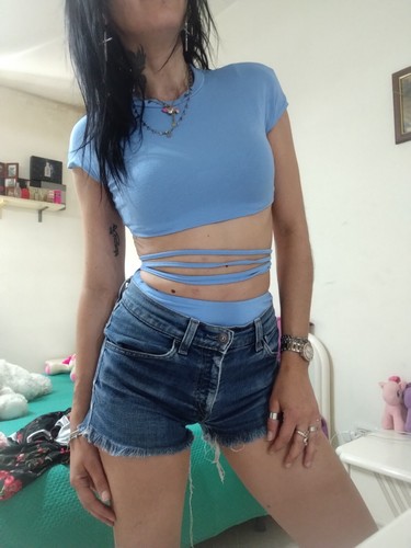 Top crop donna turchese - top,