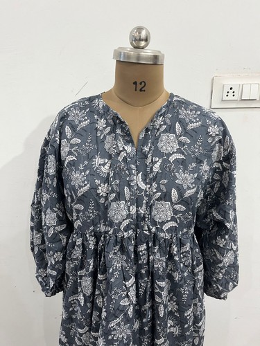 Cotton dark grey floral - dark,