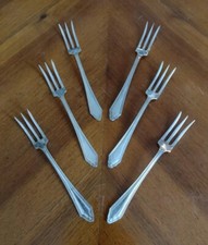 Vintage Set 6 Forchettine Olive Formaggi Antipasti Aperitivi EPNS England c1930