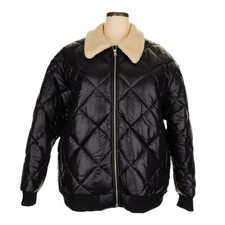 Rails Shay Bomber Puffer Jacket 2X Nero Trapuntato Ecopelliccia Collo Nuovo con etichette $348 XXL