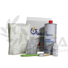 Waga Kit Riparazione Vetroresina Vetrokit Nautica Resina 1Kg + Fibra Lana Vetro