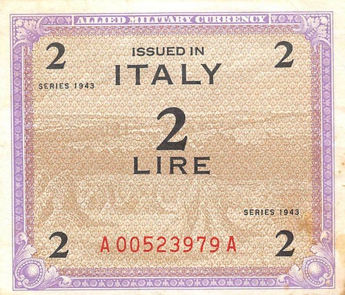 Italy lire series of - of, 1943