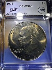Due Totali - ICG-MS66 Dollaro Eisenhower 1978 Firmato a Mano