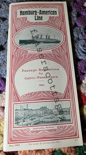 1906 passage regs for - regs, cabin