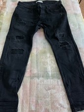 Jeans Neri Uomo Zara Tg 46 Strappi Bottoni