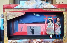 teatrino con 3 marionette di modernariato
