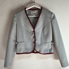 Giacca blazer vintage Leslie Fay originale donna grigio misto lana cropped taglia 54
