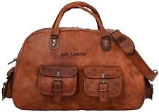 Borsa in pelle viaggio palestra vintage originale bagaglio marrone borsone we...