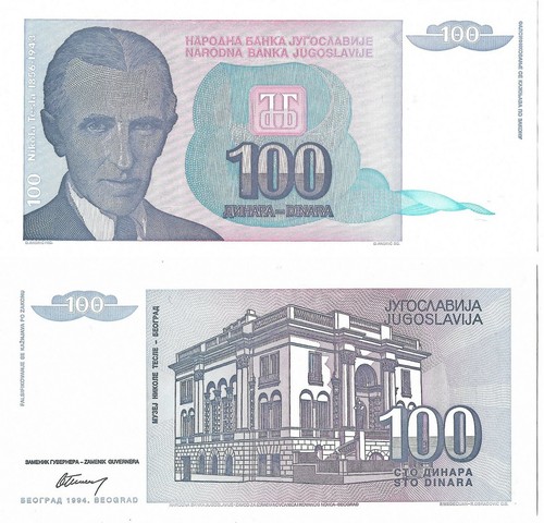 Yugoslavia 100 dinara 1994 - yugoslavia,