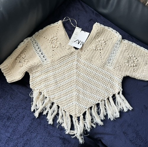 Maglione poncho zara ecrù - zara,