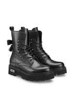 Cult Slash 3037 stivali grossi in pelle scarpe gotiche alternative nere invernali UK 5