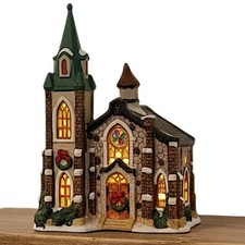 Villaggio turistico vintage chiesa edificio illuminato porcellana casa cattedrale