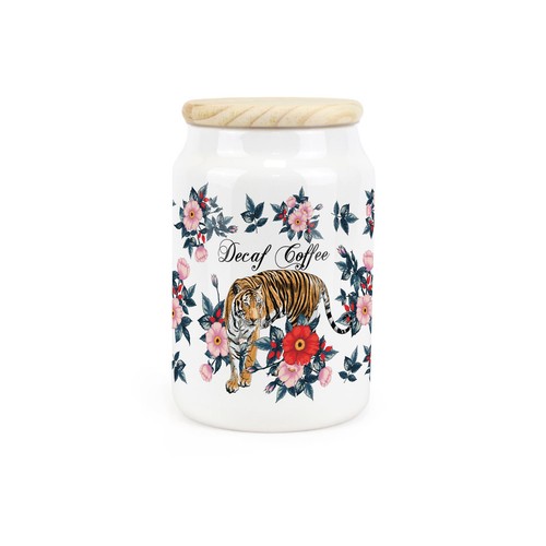 Bidone tigre floreale conico - tigre,