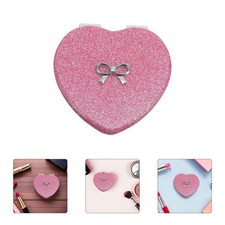  Specchio cosmetico pieghevole a forma di cuore doppia faccia compatto da viaggio