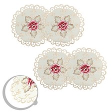 Confezione 4 Pezzi Tovaglia Ricamata Floreale Tovaglietta Centrino Decorazione P