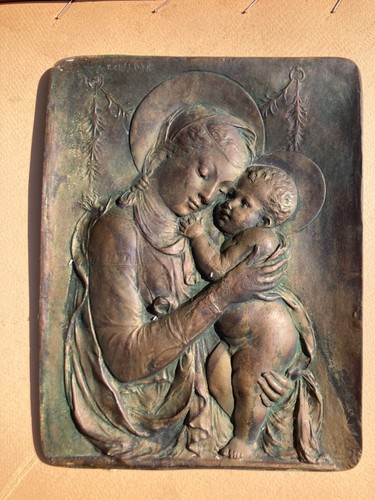 Placca bronzo cecconi - bronzo, 1920