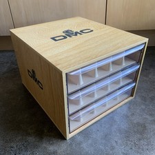 Scatola 3 cassetti vintage DMC filo filo filo filo legno portaoggetti ricamo con divisori